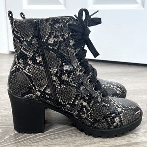 Snake Print Platform Boots